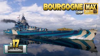 Battleship Bourgogne 17 Citadel hits on map Loop  World of Warships [upl. by Yllor]