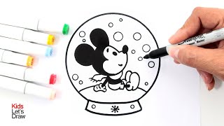 DIBUJANDO una Bola de Cristal de NAVIDAD de Mickey Mouse [upl. by Artemas]