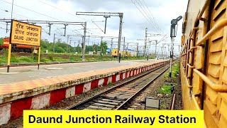 Daund Chord Line to Daund Junction Railway Station and Locomotive Shed view in Super Fast Train [upl. by Castorina832]