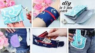 DIY MINI FREEHANDS MONEY POUCH IDEAS 5 MIN  Fast Coins Pouch Bag Tutorial Handmade [upl. by Stephannie]