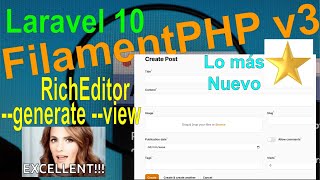 27 Crea un Formulario Post en 5 minutos RichEditor generate Filamentphp v3 Laravel 10 [upl. by Murvyn]