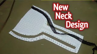 New Neck Design with joint lace and fabric patti  Pakistani neck design hzstitchingtips [upl. by Arima]