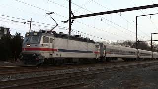 20171220 December 20 2017 SEPTA ALP44 push pull train Langhorne Station on SEPTA West Trenton Line [upl. by Healey538]