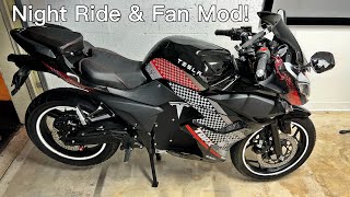 Cheap Electric Motorcycle 3000w  Engtian TDPX  Night Ride amp Fan Mod [upl. by Parlin]