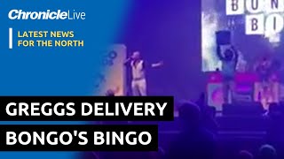 £100 worth of Greggs delivered to Bongos Bingo in Newcastle [upl. by Ainolopa]