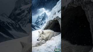 Snow White Wolf Protects Her Cub in a Snowstorm Escape  Heartwarming Moments of Wild You Must See [upl. by Rozele810]