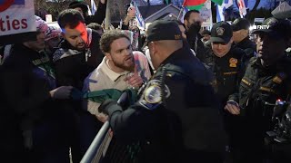 CLASHES outside Teaneck NJ Synagogue As Israel Supporters Face off With Palestine Supporters [upl. by Roehm167]