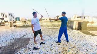 Single Stick Training With Partner  Filipino Martial Arts  Street SelfDefence [upl. by Eselehs]