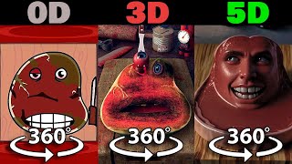 360° VR Charlie the Steak 0D VS 1D vs 2D VS 3D VS 4D VS 5D WELL DONE animations [upl. by Raman]