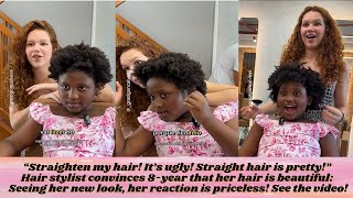 quotStraighten my bad hairquot Stylist convinces child hair is beautiful reaction to new look priceless [upl. by Oicinoid]