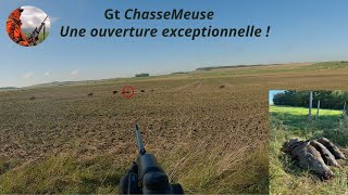 Ouverture exceptionnelle  Chasse du sanglier en battue  3 sangliers au même poste [upl. by Concordia]