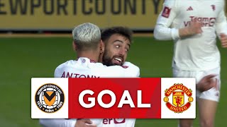 GOAL  Bruno Fernandes  Newport County 01 Manchester United  Fourth Round  Emirates FA Cup 2023 [upl. by Akcirahs]