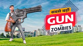 Worlds Biggest GUN VS ZOMBIES  Epic Comedy Battle  Pakau TV Channel [upl. by Trilby]