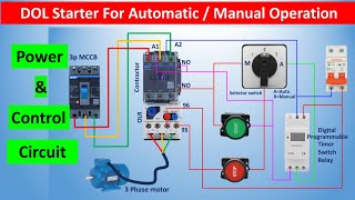 DOL Starter Connection  Automatic amp Manual Operation  Power and Control Circuit [upl. by Phip471]