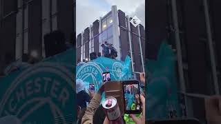 Jack Grealish almost falls off Manchester City’s opentop bus parade [upl. by Aztiraj]