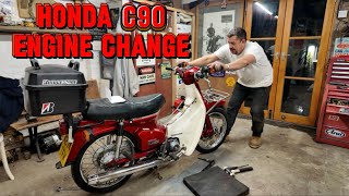 Lifan 110 semi automatic engine install on the Honda C90 [upl. by Chaudoin]