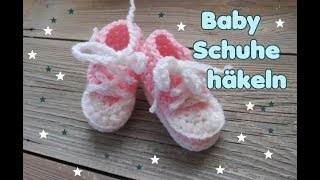 Baby Turnschuhe häkeln Baby Schuhe Baby Sneakers  Carolines Welt [upl. by Yesnek920]