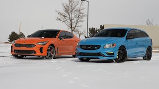 Volvo V60 Polestar amp Kia Stinger GTS Doing Donuts In The Snow [upl. by Raual403]