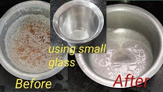 How to clean burnt vessels easily using small glass  madipoina ginnelu easy ga clean cheyadam [upl. by Htebazileyram241]