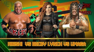 RIKISHI VS BECKY LYNCH VS UMAGA  WWE 2K24 Triple Threat Full Match Live Gameplay [upl. by Cathyleen]