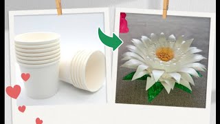 How to make flowers with paper cupDIY Beautiful paper cup flowers Beautiful craft by shiny [upl. by Elden]