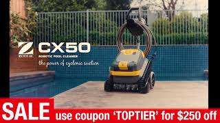 Use Coupon TOPTIER for 250 Zodiac CX50 Robotic Pool Cleaner [upl. by Swayder273]