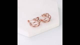 Rose Gold Plated Triple Hoop Earrings [upl. by Luas]