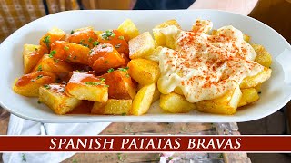 Spanish ¨Divorced¨ Patatas Bravas  Spanish Brave Potatoes Recipe [upl. by Xilef]