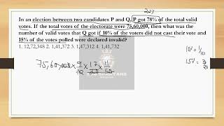 In an election between two candidates P and Q P got 78 of the total valid vote ssccgl malayalam [upl. by Aniala]