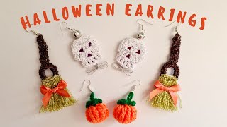 Aretes o pendientes FÁCILES  Perfectos para tu disfraz de Halloween😎🎃💀🧹 CORCHET EARRINGS [upl. by Neerac]