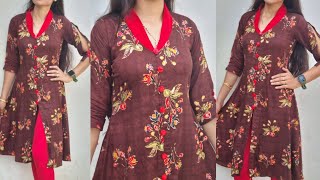 Shawl Collor Neck Front open kurti cutting and StitchingFront Slit kurti cutting and stitching [upl. by Enom]