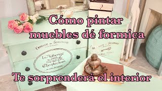 Como pintar muebles de formica o melanina con pintura a la tiza efecto shabby chic [upl. by Golda]