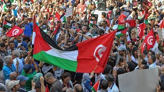 Guerre IsraëlHamas  des Tunisiens manifestent pour les Palestiniens [upl. by Rovner637]