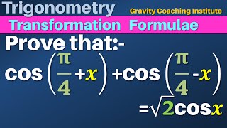 Prove that cos⁡π4xcos⁡π4x√2 cos⁡x  Prove that cos pi4  x  cos pi4  x  root 2 cos x [upl. by Nitsugua]