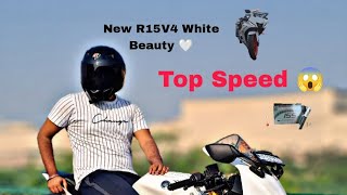 New R15V4 White Beauty 🤍 2024 Model Top Speed 😱topspeed bikelover yamahar15v4 [upl. by Nilam315]