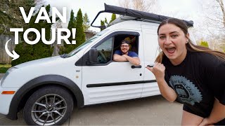 FORD TRANSIT CONNECT MICRO CAMPER VAN CONVERSION FOR TWO Small budget van for van life UPDATED [upl. by Verbenia]