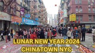 Chinese New Year in Chinatown Manhattan Lunar New Year 2024 New York City Walking Tour 4K [upl. by Onitnelav]