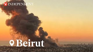 Smoke over Lebanon as at least six dead in Israeli airstrike on Beirut [upl. by Us632]