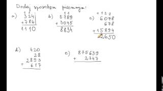 Dodawanie pisemne liczb naturalnych [upl. by Schaefer]