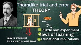 Thorndike trial and error theoryLaws of learning education ctet learning laws mjpruthorndike [upl. by Sara-Ann]