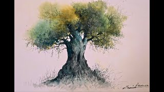 Watercolor painting tutorial  How to paint a Tree [upl. by Arhas]