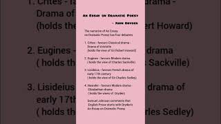 An Essay on Dramatic Poesy by John Dryden ugcnetenglish [upl. by Akehsay]