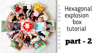 Hexagon photo box  3 layer explosion box  hexagonal explosion tutorial  explosion box making idea [upl. by Aihsemat]