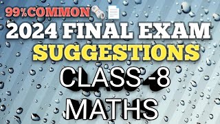 class 8 math 3rd unit test question paper 2024  class 8 3rd unit test math suggestion 2024 wbbse [upl. by Meeks]