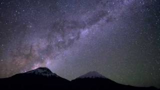 Parinacota and Pomerape volcanoes with Milky Way and the zodiacal light Time Lapse Movie [upl. by Eisej13]