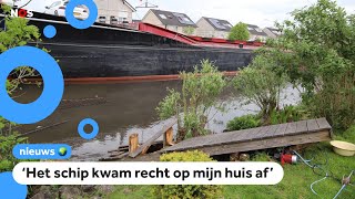 Vrachtschip vaart verkeerd en ramt bootjes en steigers [upl. by Carver]