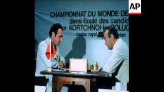 SYND 3 7 77 KORCHNOI VERSUS POLUGAEVSKY CHESS MATCH IN EVIAN [upl. by Halsy]