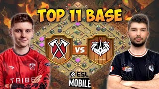 Top 11 TH14 War Base with Link  Tribe Gaming vs MS Esports amp Strut Esports vs RVNT  ESL Mobile [upl. by Nylatsirhc]