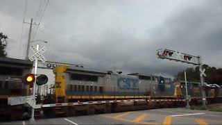 CSX Power Train No Horn Through Railroad Crossing [upl. by Louth]