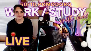 Work  Study with Me LIVE 🔴 Coworking  Study Buddy  5010 Pomodoro  Fireplace Crackling [upl. by Sinned]